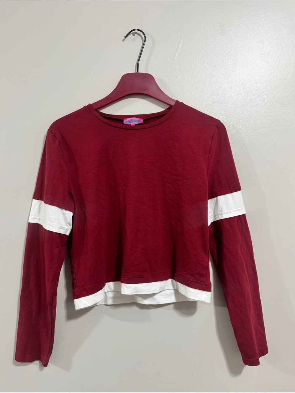 Edikted Burgundy Red Layered Long Sleeve Top Y2K Inspired Trendy XL